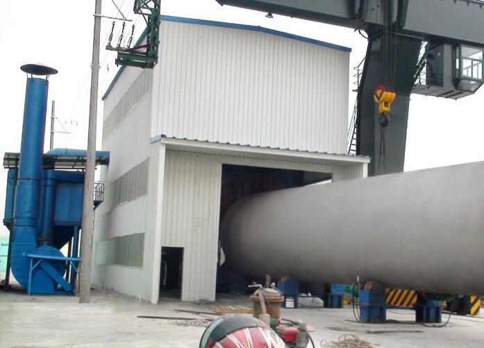 為上海某上市發(fā)電公司訂做的鋼板預(yù)處理線和噴砂房的落地安裝使用 2
